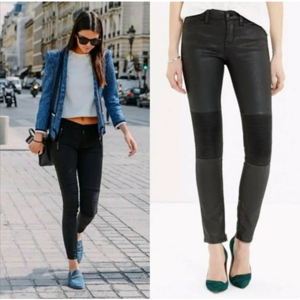 Madewell Black Skinny Skinny Race Track Moto Pants NWOT